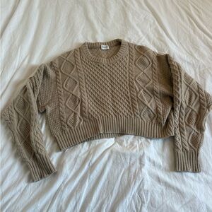 Sunday Best Cable Knit Cropped Sweater - Brown